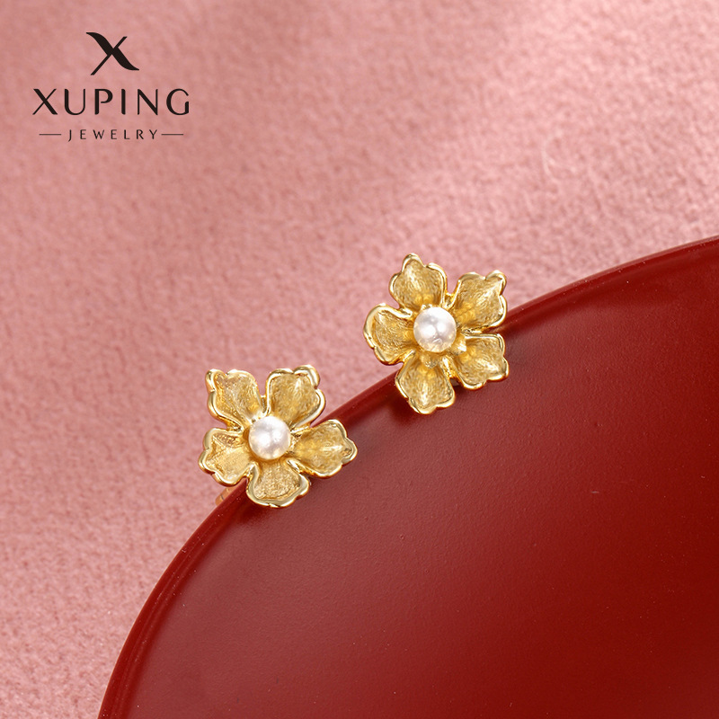 Pendientes de Botón Xuping, Modernos, Chapados en Oro, Simples, Versátiles, Exquisitos, Sin Circonitas, Joyería al por Mayor Transfronteriza