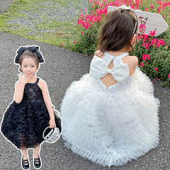 Korean girl's bustier ballgown princess dress for export, high-end formal dress, birthday, June 1st children's butterfly dress.