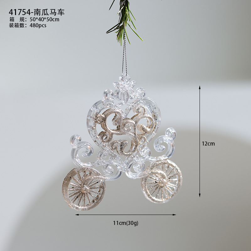 Buscando madera, árbol de Navidad transfronterizo, colgante de acrílico, campana, carruaje de calabaza, carrusel, colgante decorativo de bailarina