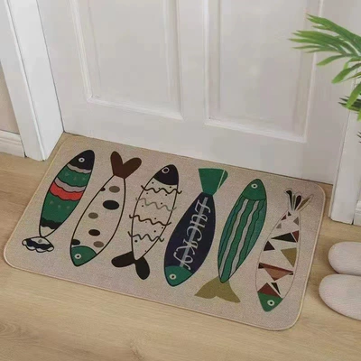 Cross-Border Dropshipping Cartoon Linen Floor Mats Door Mats Diatom Mud Jute Carpets Bathroom Toilet Non-Slip Floor Mats Wholesale (Avtomobil döşəmə paspasları) - colorful-small-fish-3040cm