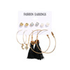 Summer metal earrings from pearl with tassels, Amazon, European style, suitable for import, 9 pair