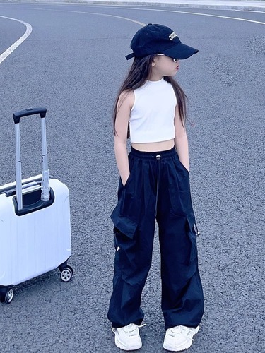 2025 Boys' and Girls' Work Pants High-Grade Straight Leg Casual Street Dance Sport Versatile Loose Tight Waist Long Pants