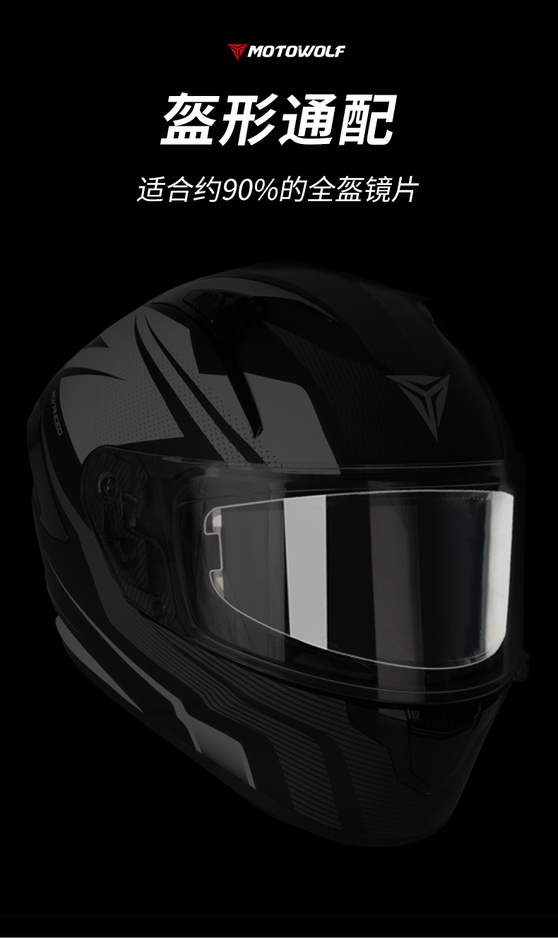 Suitable for Modo Wolf Motorcycle Helmet Anti-Fog Sticker Electric Vehicle High-Definition Transparent Lens Sticker Full-Face Helmet Sticker Helmet Film