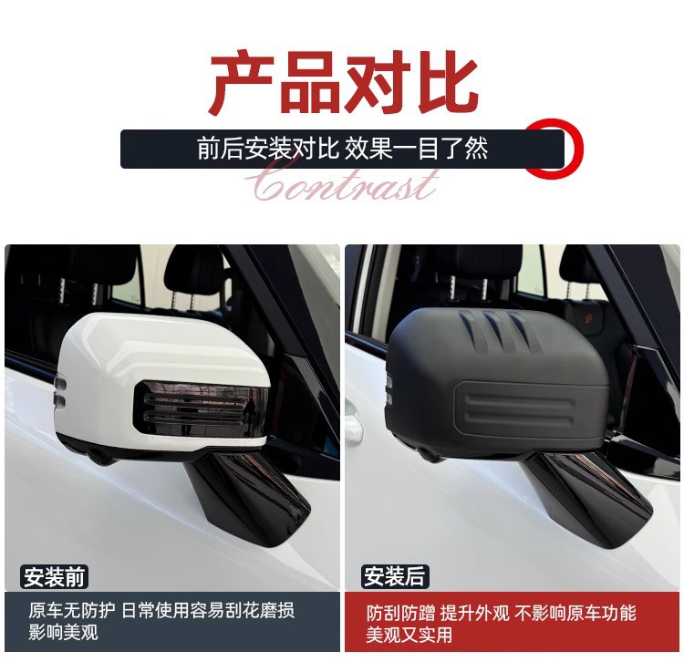 Jietu Shanhai T1/Freedom Rearview Mirror Protective Cover Anti-collision Reverting Mirror Black Decorative Protective Cover Modified Parts