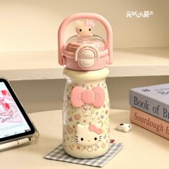 ダブルドリンクかわいい魔法瓶カップウォーターカップ女の子のための新しい 316 ステンレス鋼高価値ポータブル学生ストローカップ
