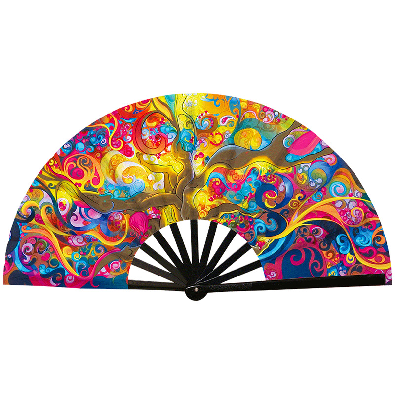 Abanico Plegable de Kung Fu de Plástico, Colorido, para Conciertos y Fiestas