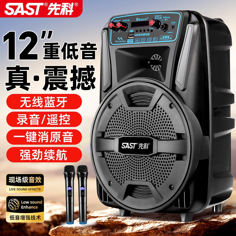 先科广场舞音响户外唱k歌移动拉杆蓝牙音箱带话筒店铺专用大音量