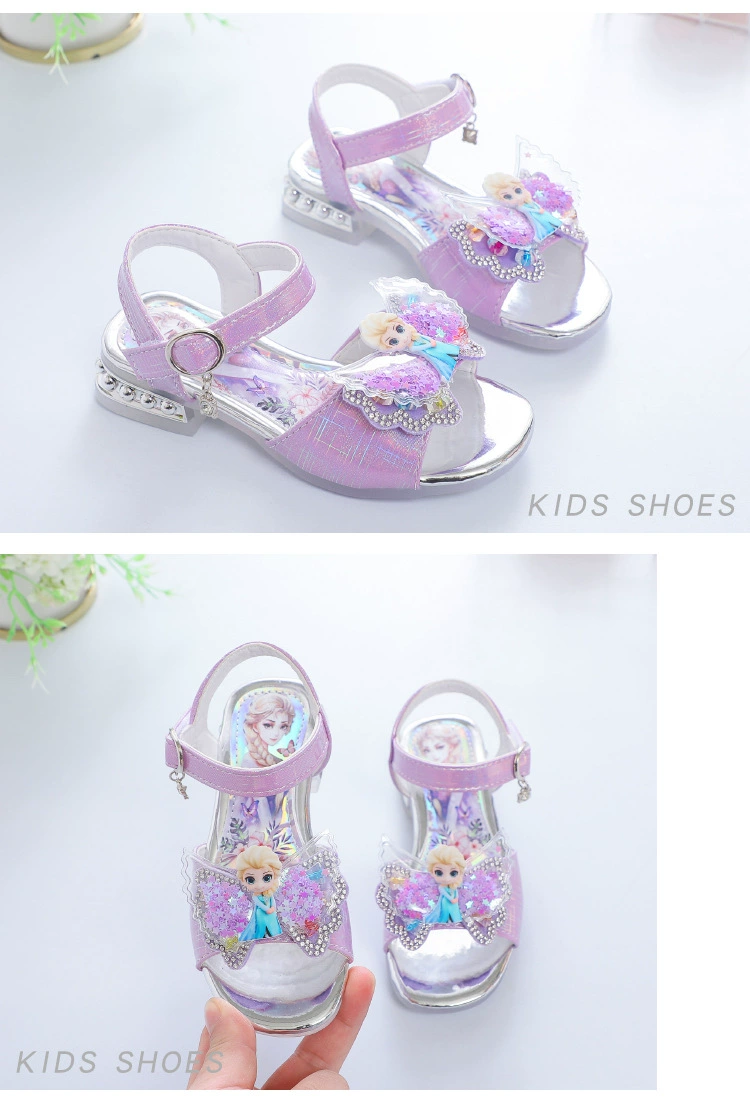 Disney Kids Shoes for Girl Sandals Frozen Princess Elsa Cartoon Baby Girl Shoes 2022 Fashion Sandles Flat Heels Beach Shoes children's shoes for high arches