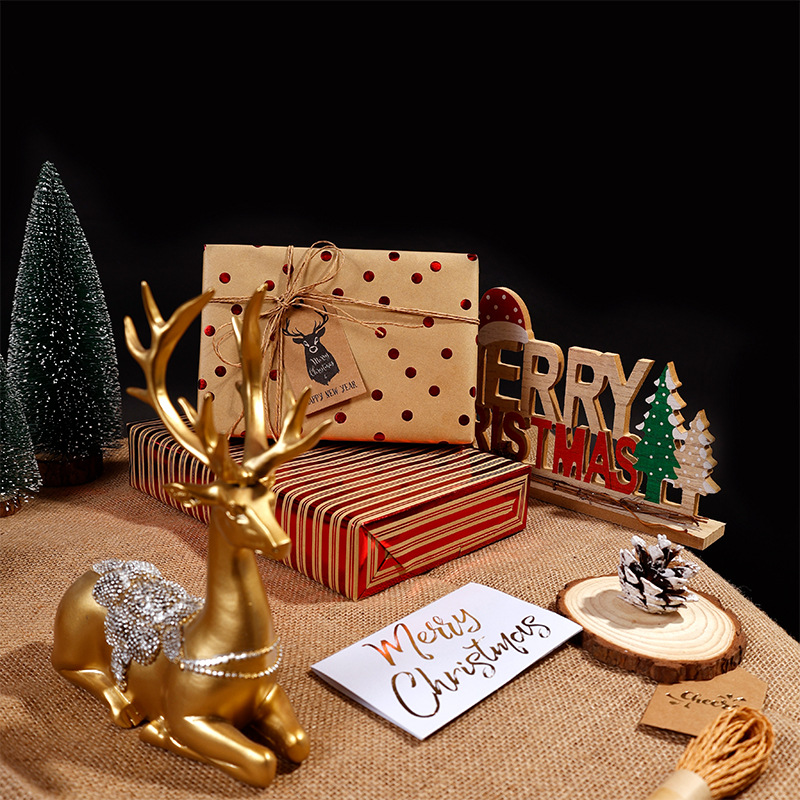 Transfronterizo Amazon kraft papel de embalaje de Navidad estampado punto aleatorio regalo papel de embalaje DIY en stock al por mayor