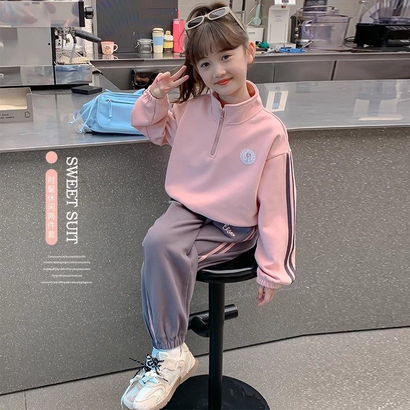 Traje de otoño e invierno para niñas 2024 nuevo estilo estilo occidental para niños deportes de otoño para niñas moda casual de dos piezas estilo de primavera y otoño
