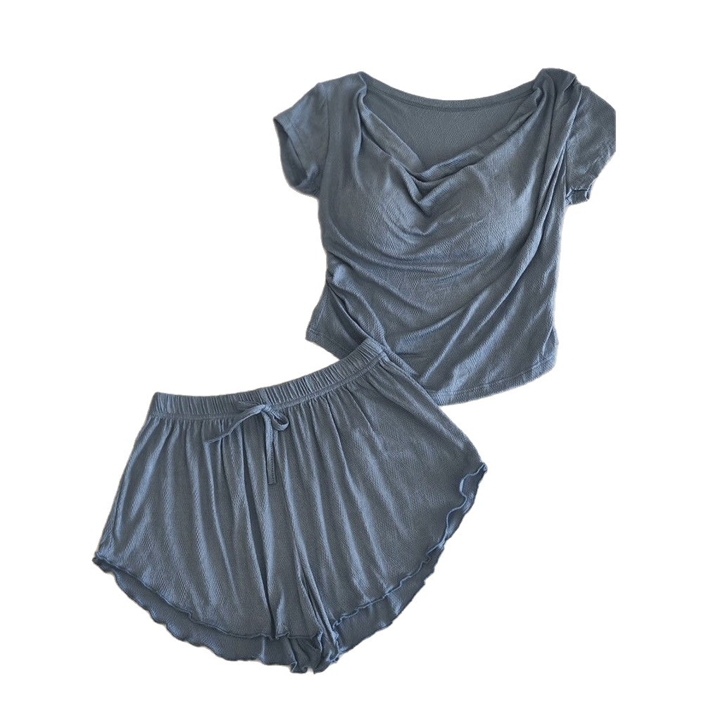 スーパーテクスチャーモーダル〜綿韓国風パジャマ女性用春夏新作半袖アウターホーム服サマースーツ