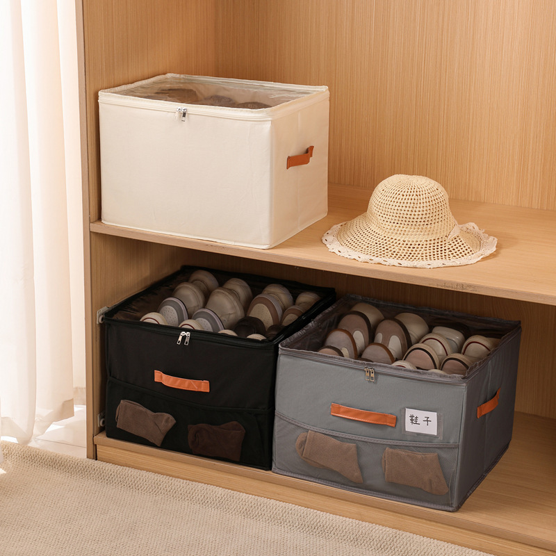 Visible Compartmented Clothing Storage Box, Foldable Shoe Storage Box with Lid, Fabric Sundry Storage Box Factory Wholesale