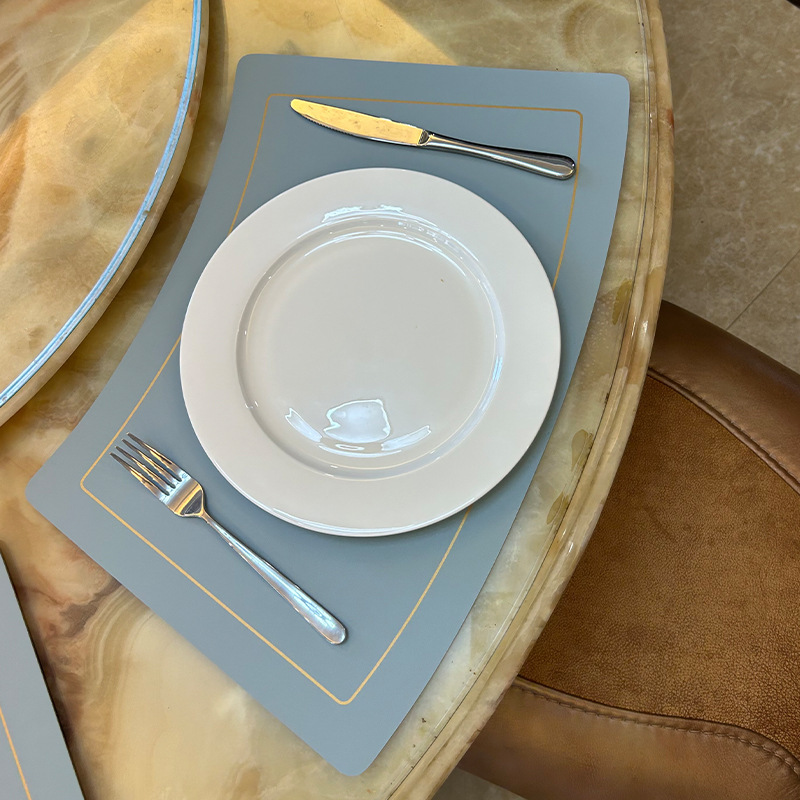 北欧風家庭用皮革食マットホテルレストラン洋食マット油隔水断熱扇形テーブルマット食器マット|undefined