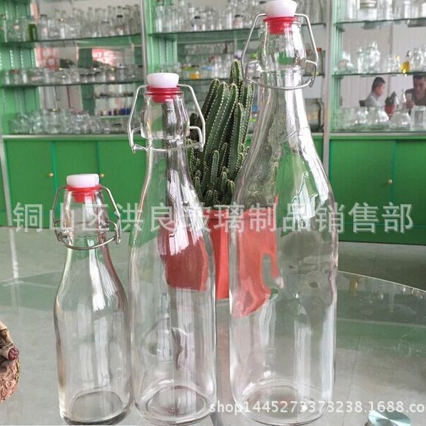 厂家250ml-1000m玻璃酵素瓶 乐扣瓶 饮料瓶 储酒瓶现货供应 钢卡
