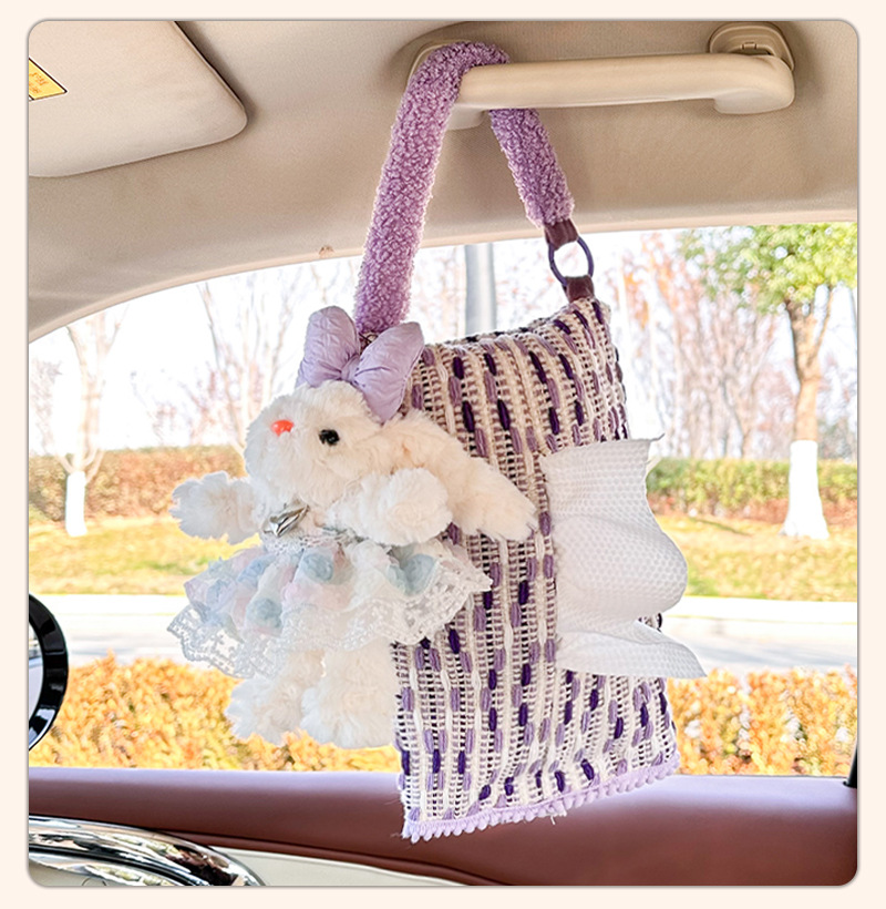 New Cute Doll Car Tissue Box Creative Car Seat Back Hanging Tissue Box Decorative Car Tissue Hanging Bag