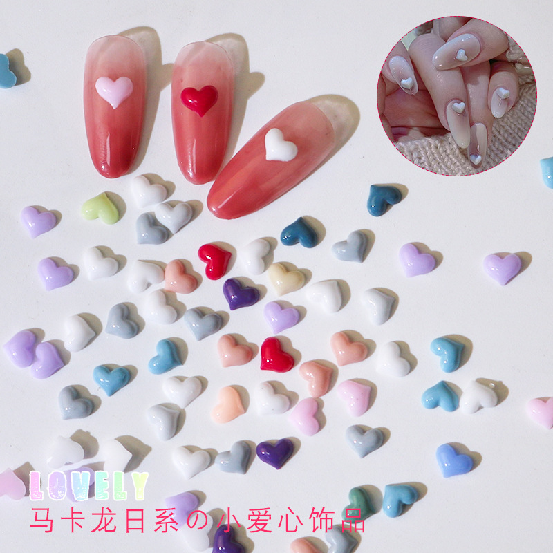 Macaron color nail art love jewelry wholesale nail accessories peach heart accessories small fresh resin nail art jewelry