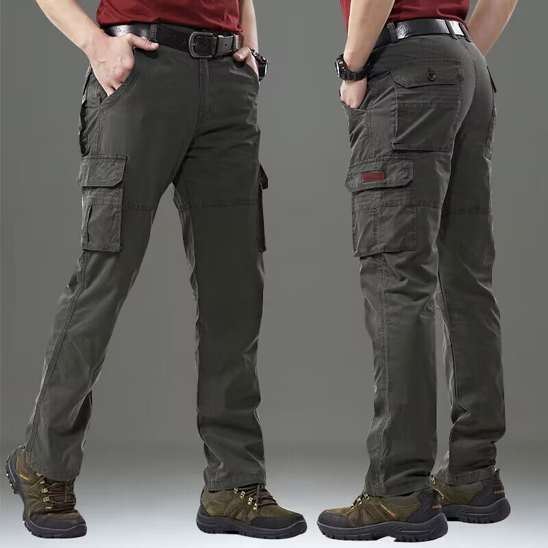 Overalls Men's Spring and Summer Thin Multi-Bag Pants Loose Straight Pants Cotton Cross-Border Tactical Non-Ironing Breathable Long Pants Overalls Men's Spring and Summer Thin Multi-Bag Pants Loose Straight Pants Cotton Cross-Border Tactical Non-Ironing Breathable Long Pants