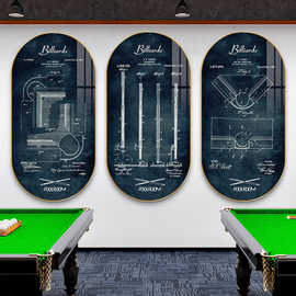 台球厅装饰画桌球分解结构图片海报壁画桌球室俱乐部背景墙面挂画