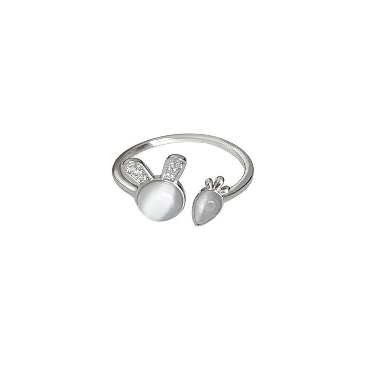 Adjustable Cat Eye Stone Rabbit Ring Alloy Geometric Fashion Ring_voghion.com