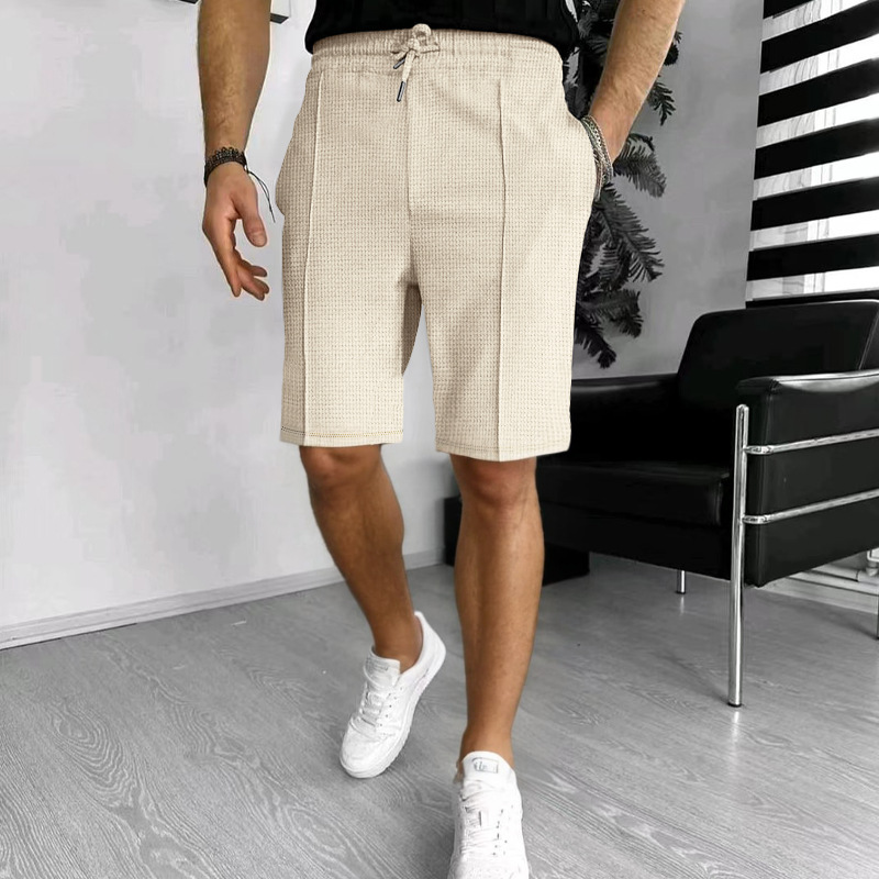 Men's Waffle Knit Shorts - Breathable Loose Fit 5-Inch Inseam Casual Summer Shorts Breathable Waffle Texture_viptrois.com