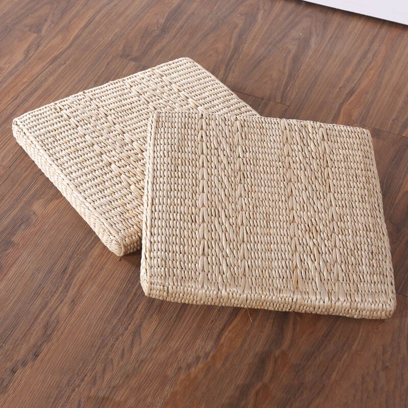 Square Futon Cushion Tatami Mat Woven Straw Cool Mat Cushion Heightening Hard Mat Meditation Mat Floor Cushion Buddha Worship Mat