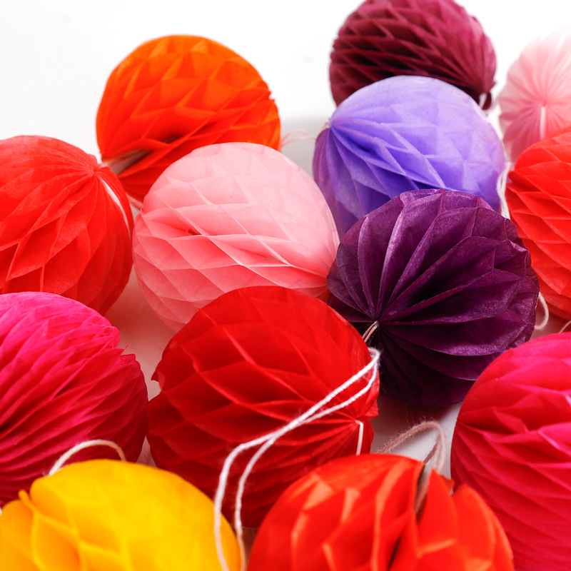 2026 barril de Año Nuevo decoración de papel de panal bolas de color flores de bolas de linternas decorativas hechas a mano DIY material de regalo lote