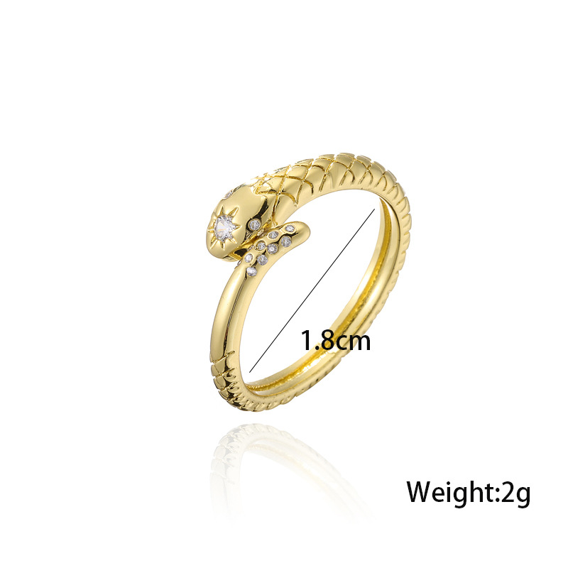 Aogu Cross-border Supply Copper Plating 18k Gold Micro Inlaid Zircon Snake Shape Open Ring Female Personalized Bracelet New Product display picture 17