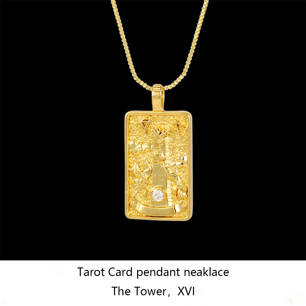 Nuevo nórdico Salomón tarot collar ins moda punk estilo hip hop hombres y mujeres collar con diamante cuadrado collar