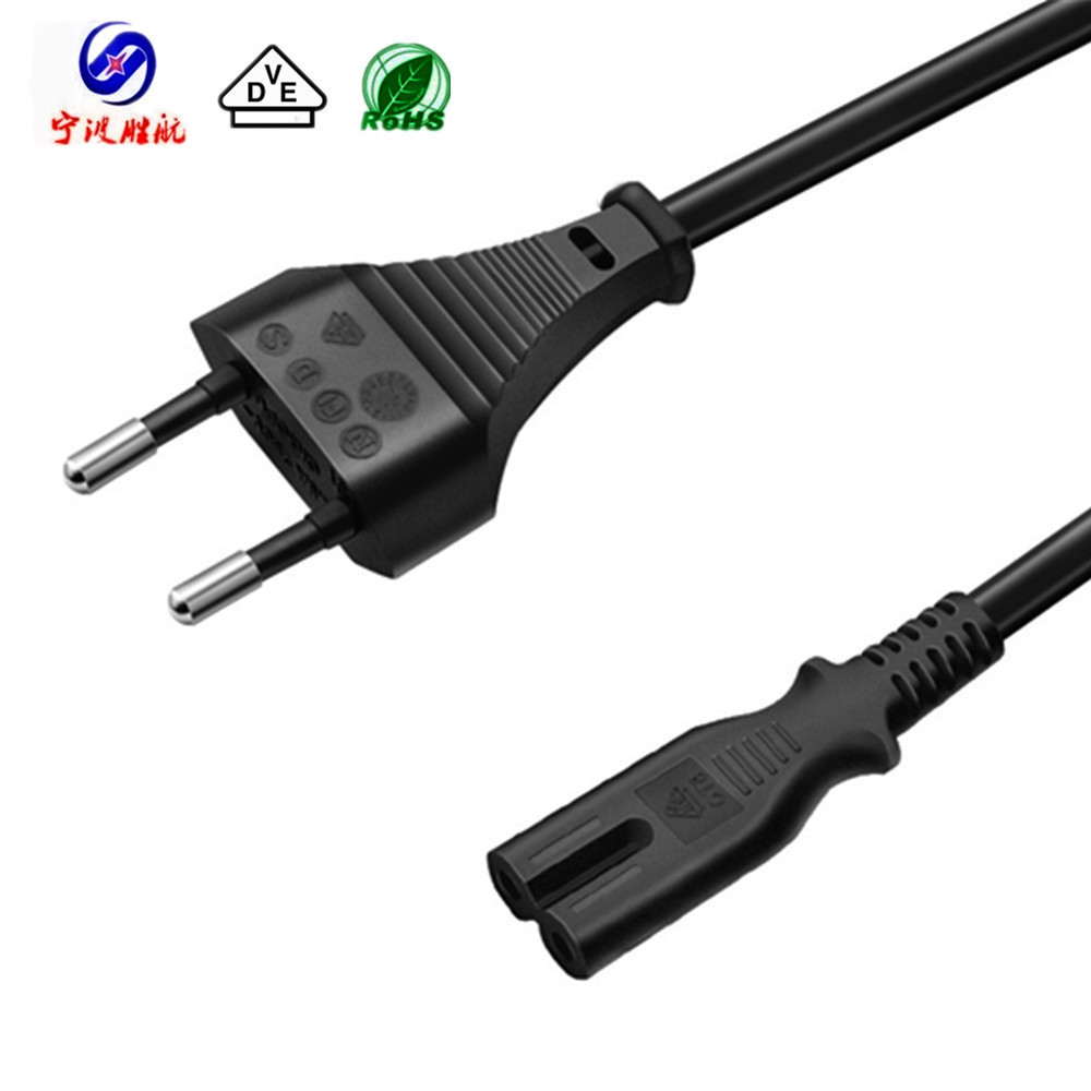 供应欧标4.0插针插头电源线 8字尾插电源线 两级插头电源线