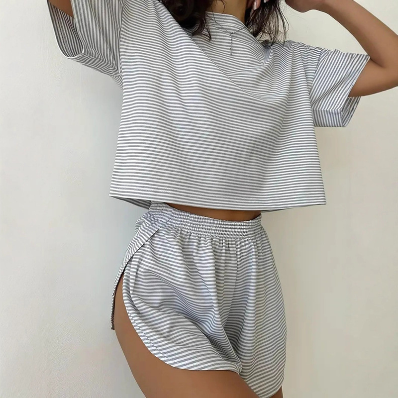 2026 Summer New Products in Stock, Simple and Comfortable Solid Color Casual Short-Sleeved Elastic Waist Shorts Home Wear Two-Piece Set for Women 2026 Summer New Products in Stock, Simple and Comfortable Solid Color Casual Short-Sleeved Elastic Waist Shorts Home Wear Two-Piece Set for Women