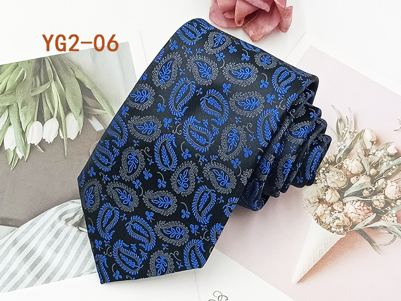 Corbata informal de negocios para hombre, en stock de fábrica, estilo nuevo atado a mano, diseño paisley, jacquard de poliéster y seda, 8 cm