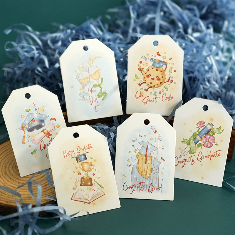 48套装创意手绘毕业季吊牌 2024毕业派对礼品包装吊卡 祝福小卡片