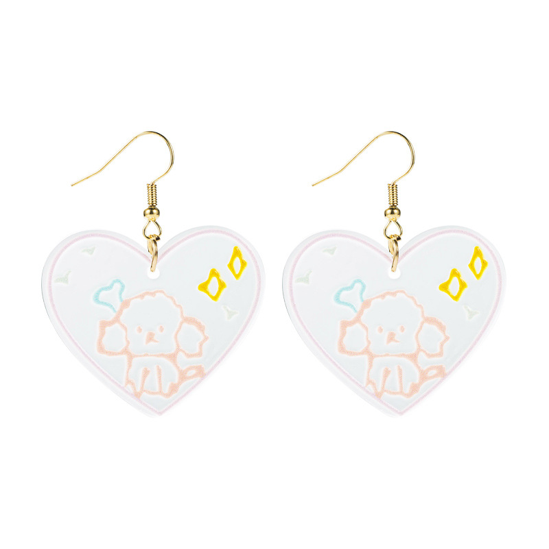 Wholesale Cute Puppy Graffiti Acrylic Transparent Heart Earrings Nihaojewelry display picture 7
