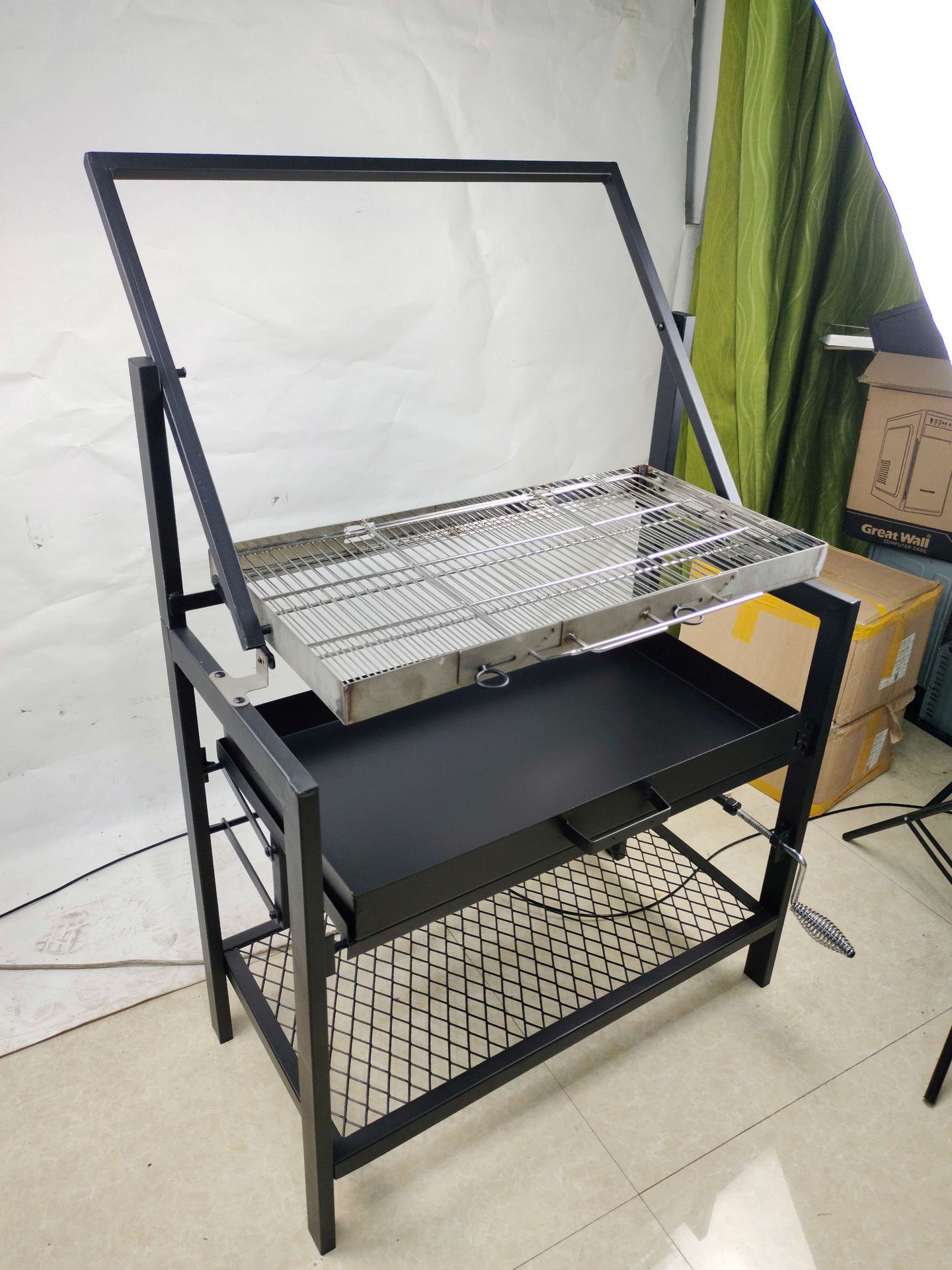 Gran espesado plegable barbacoa Parrilla de carbón de acero inoxidable barbacoa portátil camping horno de carbono