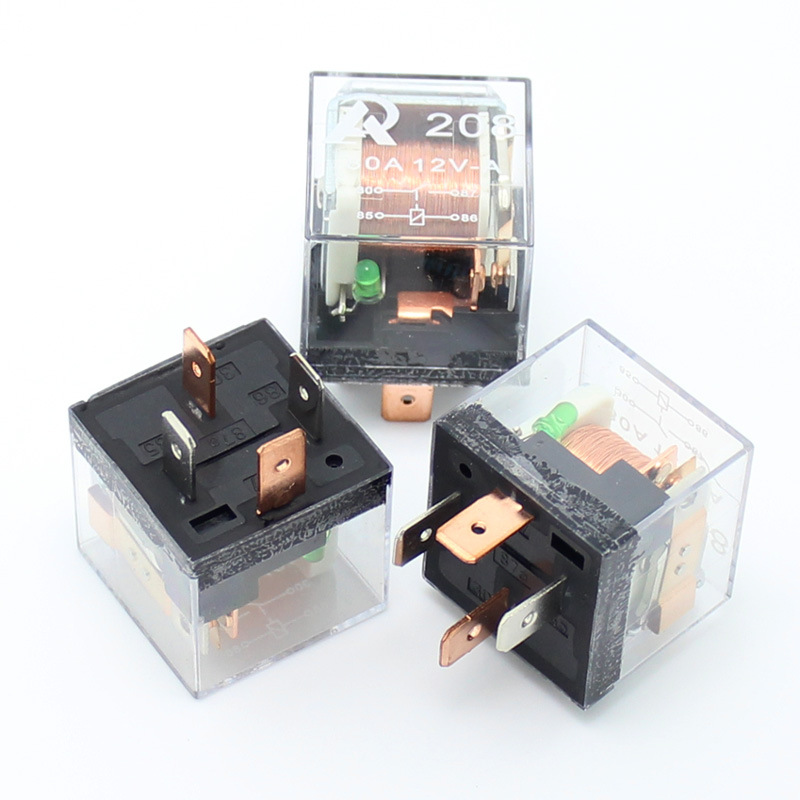 宁波普正透明汽车继电器大电流防水带LED灯 12V 24V 4P 5P 直流