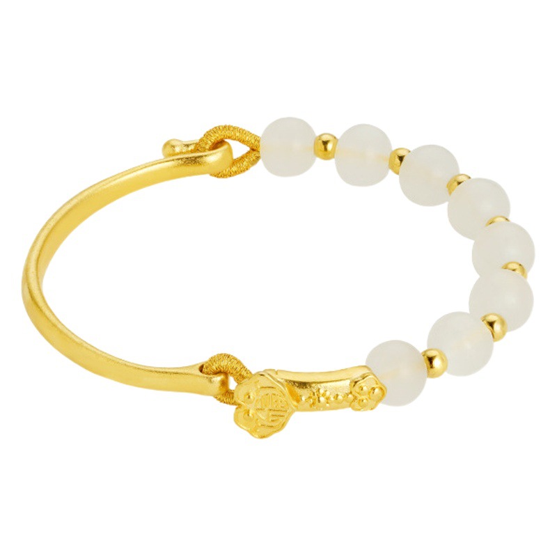 Vietnam arena oro Ruyi media pulsera vintage estilo nacional imitación Hetian Jade suerte cuentas pulsera en línea popular estilo antiguo Fuente de la fábrica