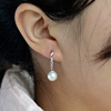 Silver glossy earrings from pearl, bright catchy style, wholesale