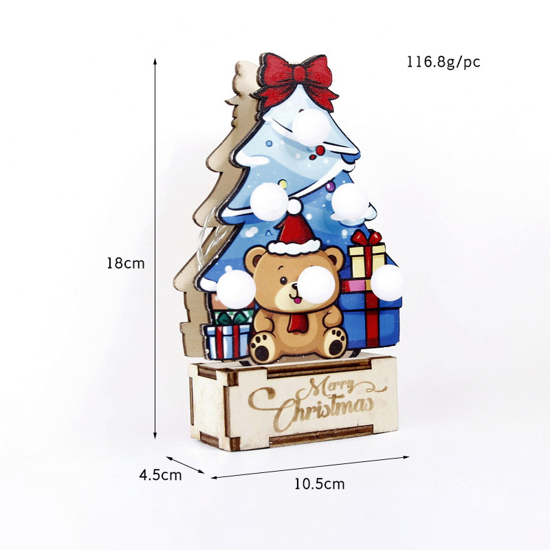 Mini árbol de Navidad de madera, vacaciones navideñas, decoración de fiesta en el hogar, regalo, decoración de árbol pequeño luminoso de mesa