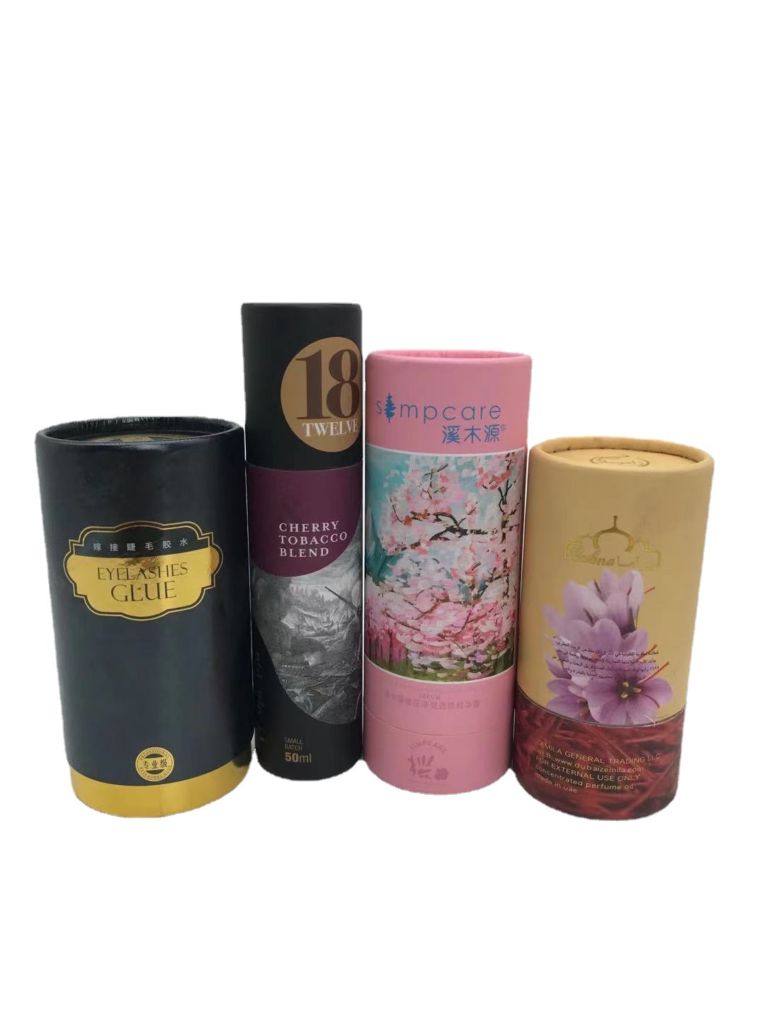 深圳圆筒厂家精油纸罐睫毛胶水纸筒50ml50g化妆品包装盒烫金烫银
