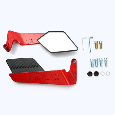 Mirror Suitable for Kawasaki | Motorcycle rearview mirror - art-pattern-black-mirror-shell-red