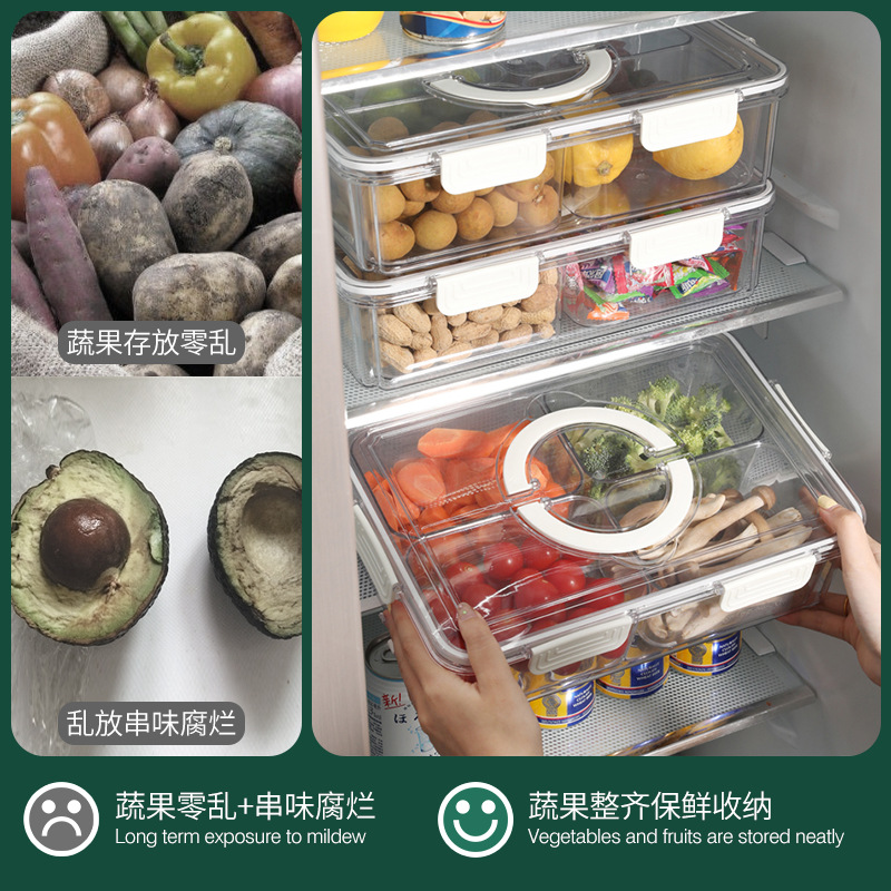 Refrigerador caja de almacenamiento de calidad alimentaria clasificación de frutas y verduras crisper 9-pieza portátil PET transparente cocina organización caja