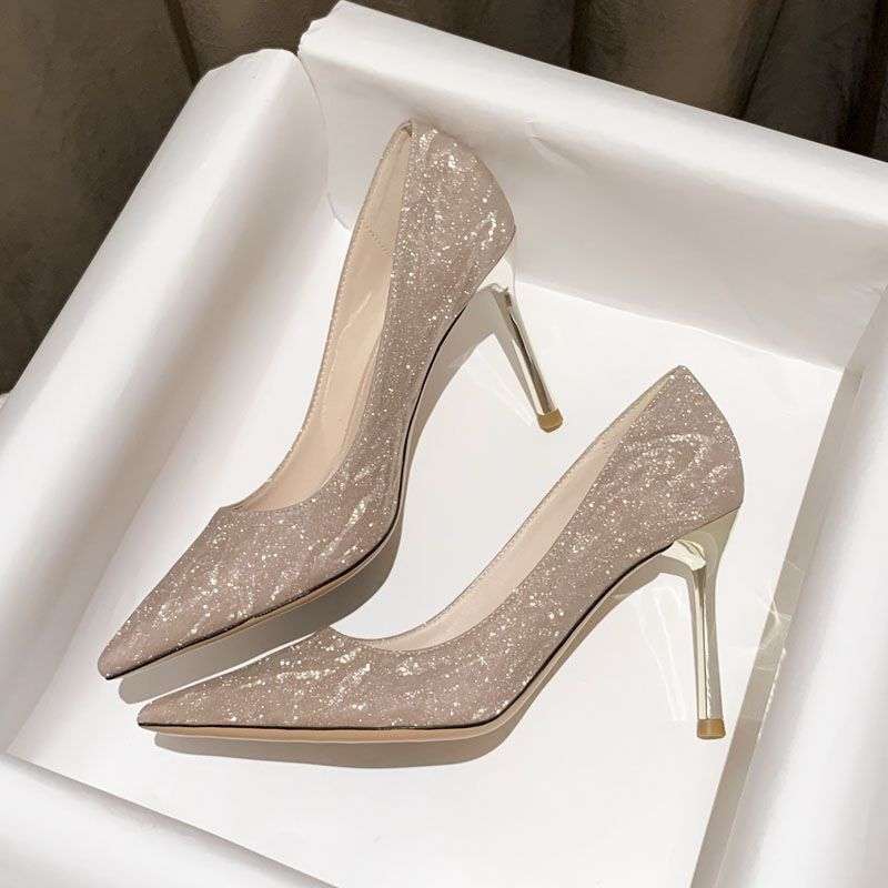 Main Wedding Dress Bridal Shoes Wedding Shoes for Women 2025 New French Design Niche High Heels Stiletto Pointed Toe Single Shoes