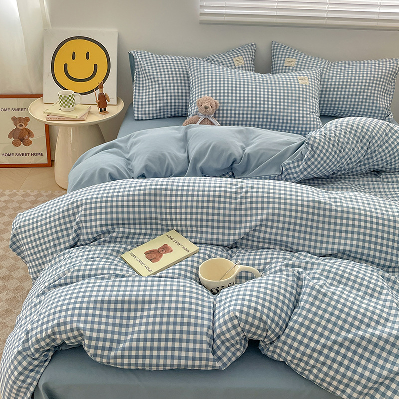 Cama de cuatro piezas A clase madre y bebé dormir desnudos ropa de cama de algodón lavado con agua cubierta cama dormitorio cama de tres piezas