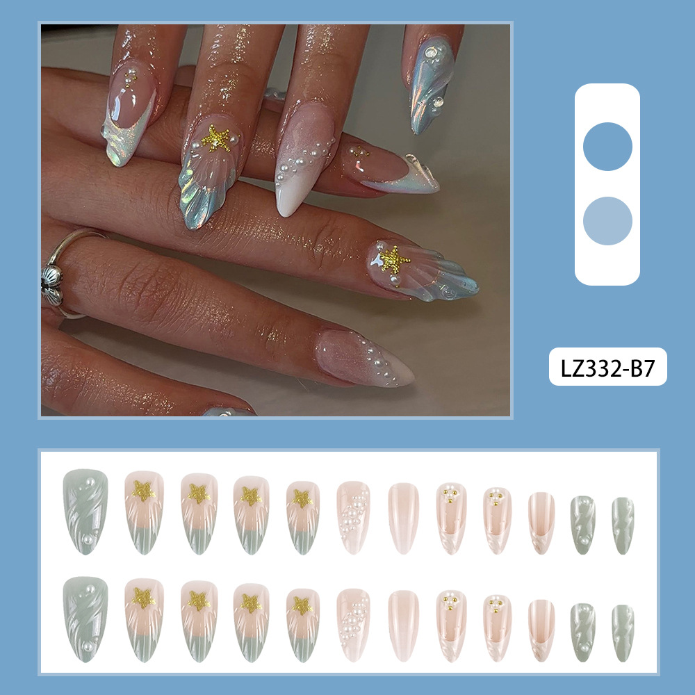 Uñas postizas 3D estéreo blanqueadoras, muy vendidas, piezas de arte de uñas portátiles transfronterizas, pegatinas de uñas sencillas con un toque de alta gama, venta al por mayor