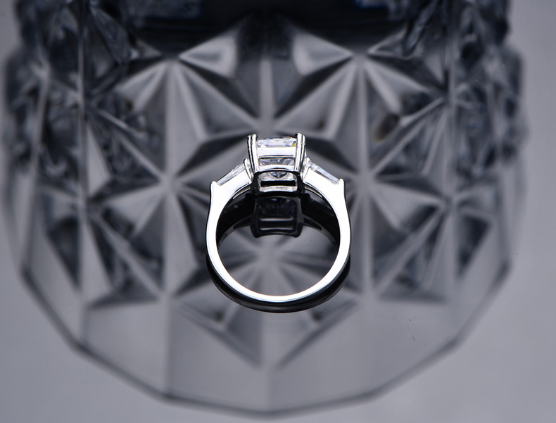 Fashion Simple Style Geometric Sterling Silver Inlay Artificial Gemstones Rings