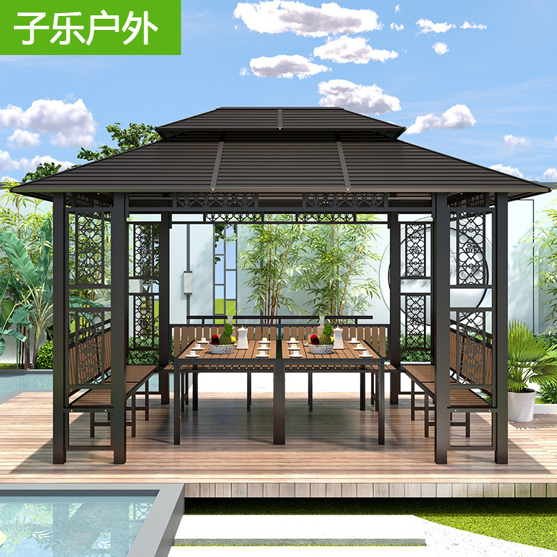 Outdoor Pavilion courtyard villa galvanized awning canopy new Chinese style outdoor terrace roof garden leisure pavilion