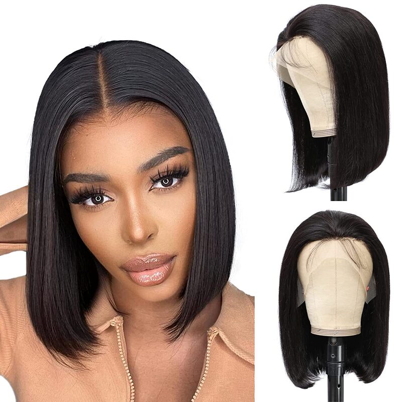 13*4 human hair wigs front lace real person wig women's short hair full head cover Brazil hair factory batch