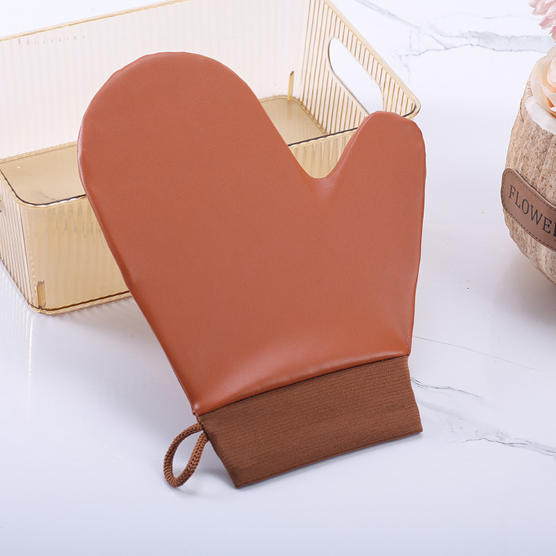 Leather elastic gloves--brown
