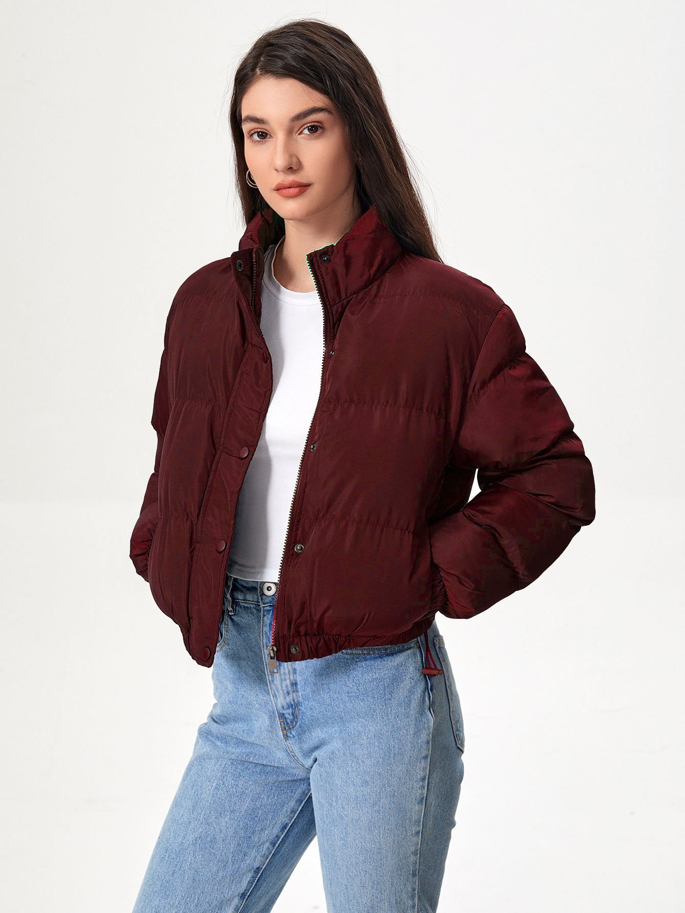 Chaqueta corta acolchada para mujer, estilo elegante y ligero
