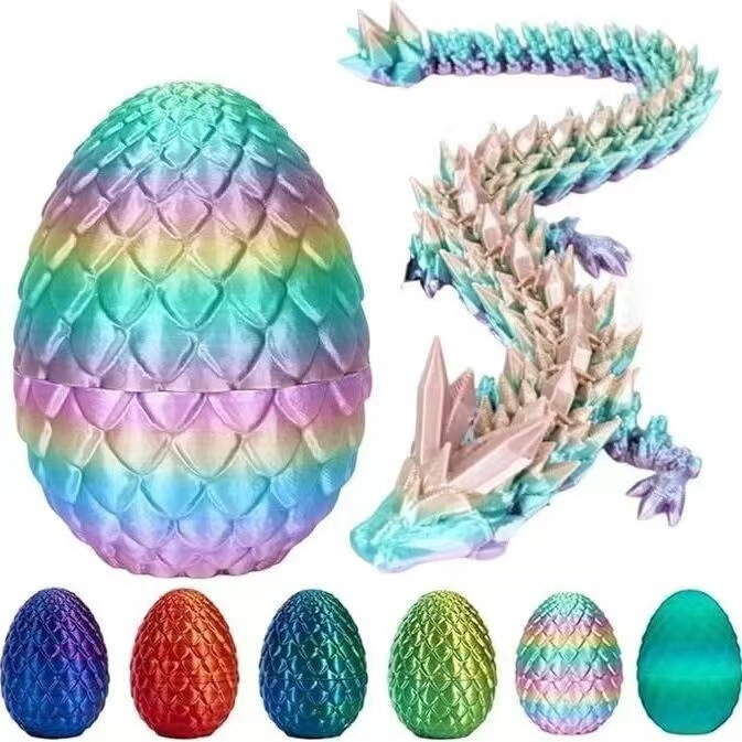[Factory Direct Sales] 3D Printed Toy Crystal Dragon Fully Articulated Movable Colorful Dragon Egg Gift Hand-Made Ornaments